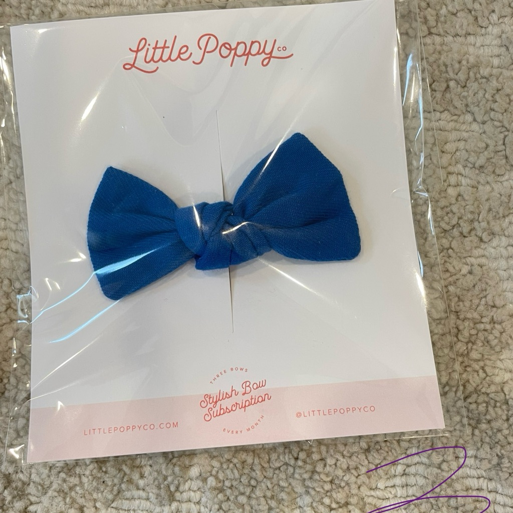 Little Poppy Co Baby Toddler Girl Bow Bows Clip Original Blue Tie June Royal